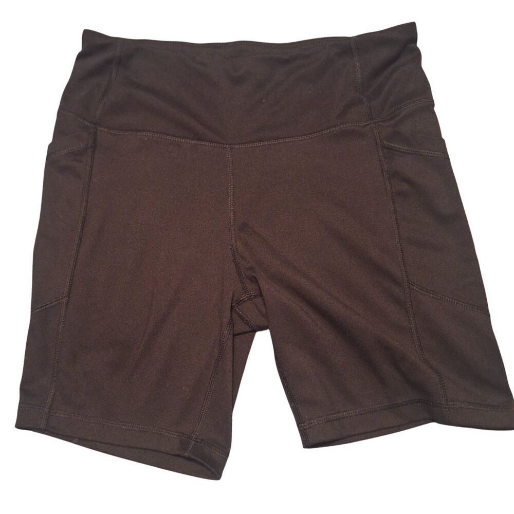 Avia Womens Black Biker Shorts M (8-10) Recycled Polyester Spandex Blend Pockets